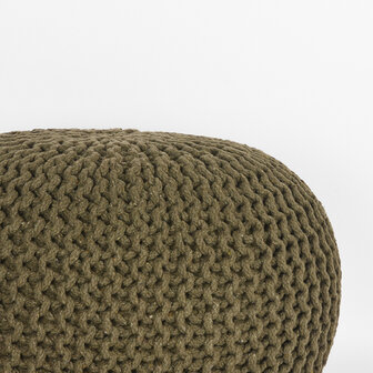 Poef Knitted - Army green - Katoen - M