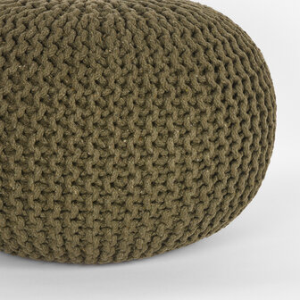 Poef Knitted - Army green - Katoen - M