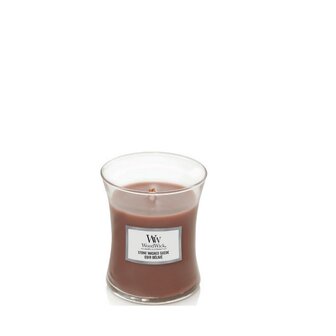 WoodWick kaars small Stone washed suede