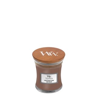 WoodWick kaars small Stone washed suede