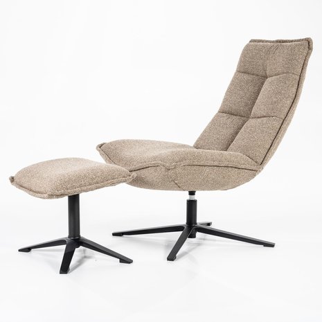 Fauteuil Marcus met voetenbankje beige