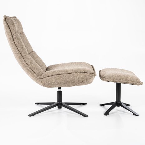 Fauteuil Marcus met voetenbankje beige