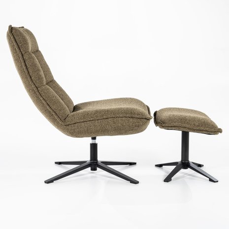 Fauteuil Marcus met voetenbankje groen